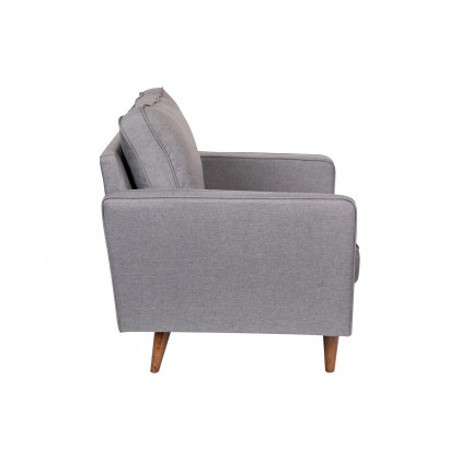 BLNK Hudson Commercial Mid-Century Modern Arm Chair with Tufted Faux Linen Upholstery and Solid Wood Legs - Slate Gray
