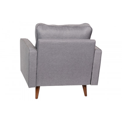 BLNK Hudson Commercial Mid-Century Modern Arm Chair with Tufted Faux Linen Upholstery and Solid Wood Legs - Slate Gray