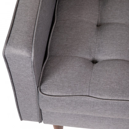BLNK Hudson Commercial Mid-Century Modern Arm Chair with Tufted Faux Linen Upholstery and Solid Wood Legs - Slate Gray