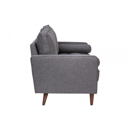 BLNK Hudson Mid-Century Modern Loveseat Sofa with Tufted Faux Linen Upholstery and Solid Wood Legs - Slate Gray