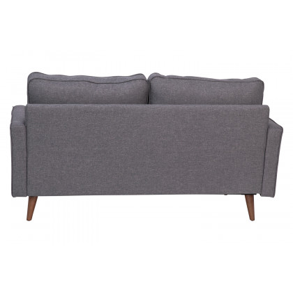 BLNK Hudson Mid-Century Modern Loveseat Sofa with Tufted Faux Linen Upholstery and Solid Wood Legs - Slate Gray