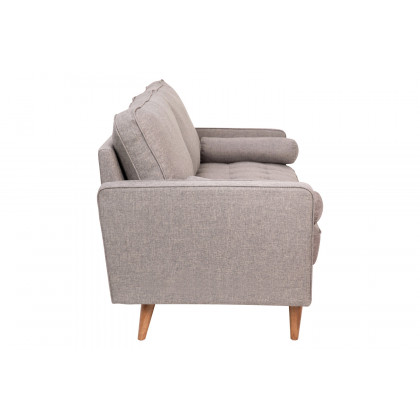 BLNK Hudson Mid-Century Modern Sofa with Tufted Faux Linen Upholstery and Solid Wood Legs - Slate Gray