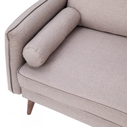 BLNK Evie Faux Linen Fabric Mid-Century Modern Loveseat Sofa with Solid Wood Legs - Taupe
