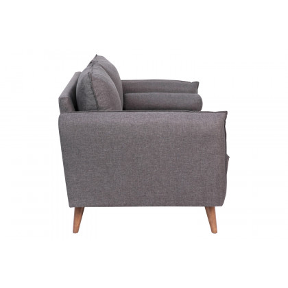 BLNK Evie Faux Linen Fabric Mid-Century Modern Loveseat Sofa with Solid Wood Legs - Stone Gray