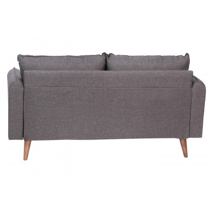 BLNK Evie Faux Linen Fabric Mid-Century Modern Loveseat Sofa with Solid Wood Legs - Stone Gray