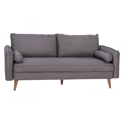 BLNK Evie Faux Linen Fabric Mid-Century Modern Sofa with Solid Wood Legs - Stone Gray