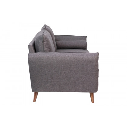 BLNK Evie Faux Linen Fabric Mid-Century Modern Sofa with Solid Wood Legs - Stone Gray