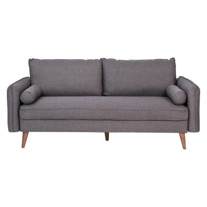 BLNK Evie Faux Linen Fabric Mid-Century Modern Sofa with Solid Wood Legs - Stone Gray