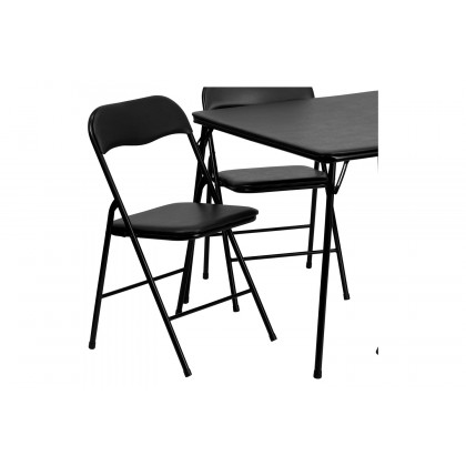 BLNK Madison Folding Card Table and Chair Set 5 Piece - Black