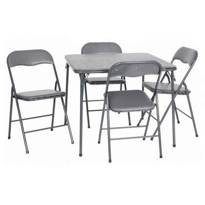 BLNK Madison Folding Card Table and Chair Set 5 Piece - Gray