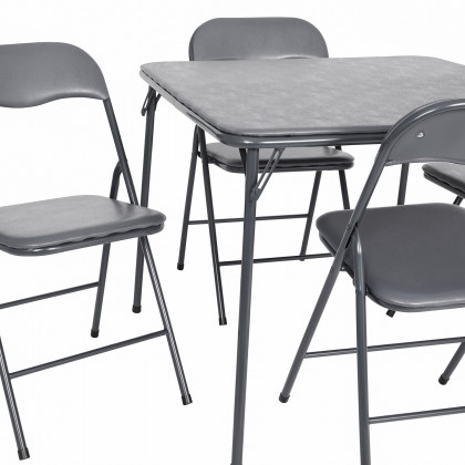 BLNK Madison Folding Card Table and Chair Set 5 Piece - Gray