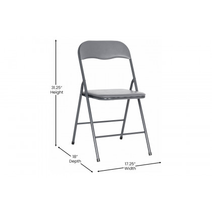 BLNK Madison Folding Card Table and Chair Set 5 Piece - Gray
