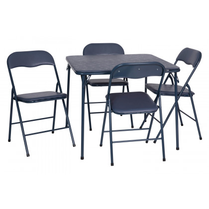 BLNK Madison Folding Card Table and Chair Set 5 Piece - Navy