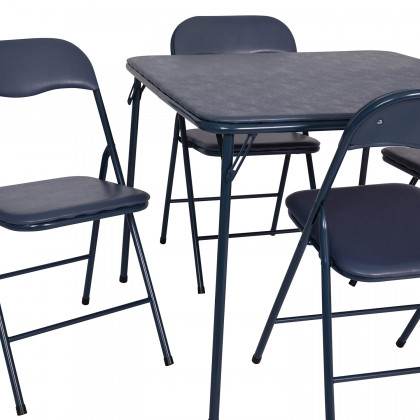 BLNK Madison Folding Card Table and Chair Set 5 Piece - Navy