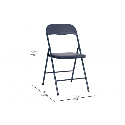BLNK Madison Folding Card Table and Chair Set 5 Piece - Navy