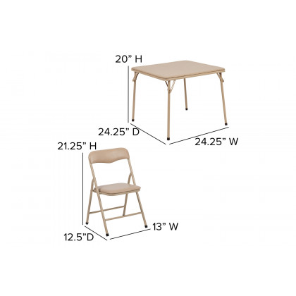 BLNK Mindy Kids Folding Table and Chair Set 3 Piece - Tan