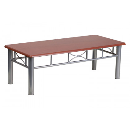BLNK - Mahogany Laminate Coffee Table with Silver Steel Frame