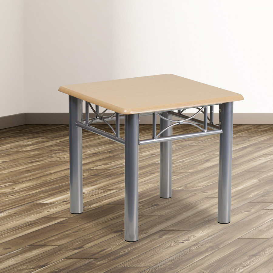 BLNK - Troy Natural Laminate End Table with Silver Steel Frame