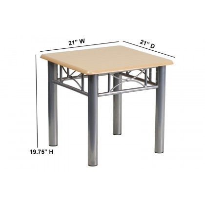 BLNK - Troy Natural Laminate End Table with Silver Steel Frame