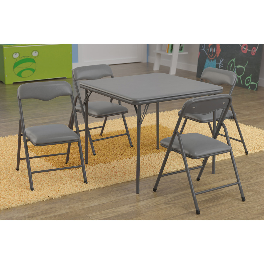 BLNK Mindy Kids Folding Table and Chair Set 5 Piece - Gray