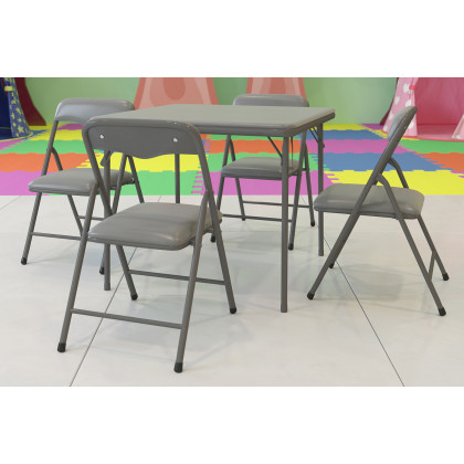 BLNK Mindy Kids Folding Table and Chair Set 5 Piece - Gray