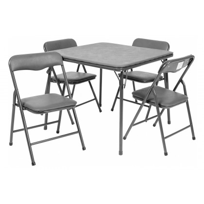 BLNK Mindy Kids Folding Table and Chair Set 5 Piece - Gray
