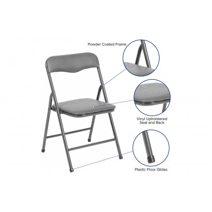 BLNK Mindy Kids Folding Table and Chair Set 5 Piece - Gray