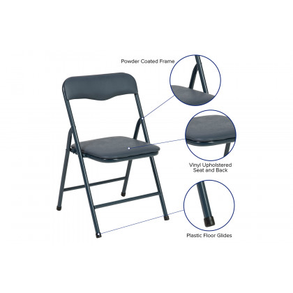 BLNK Mindy Kids Folding Table and Chair Set 5 Piece - Navy