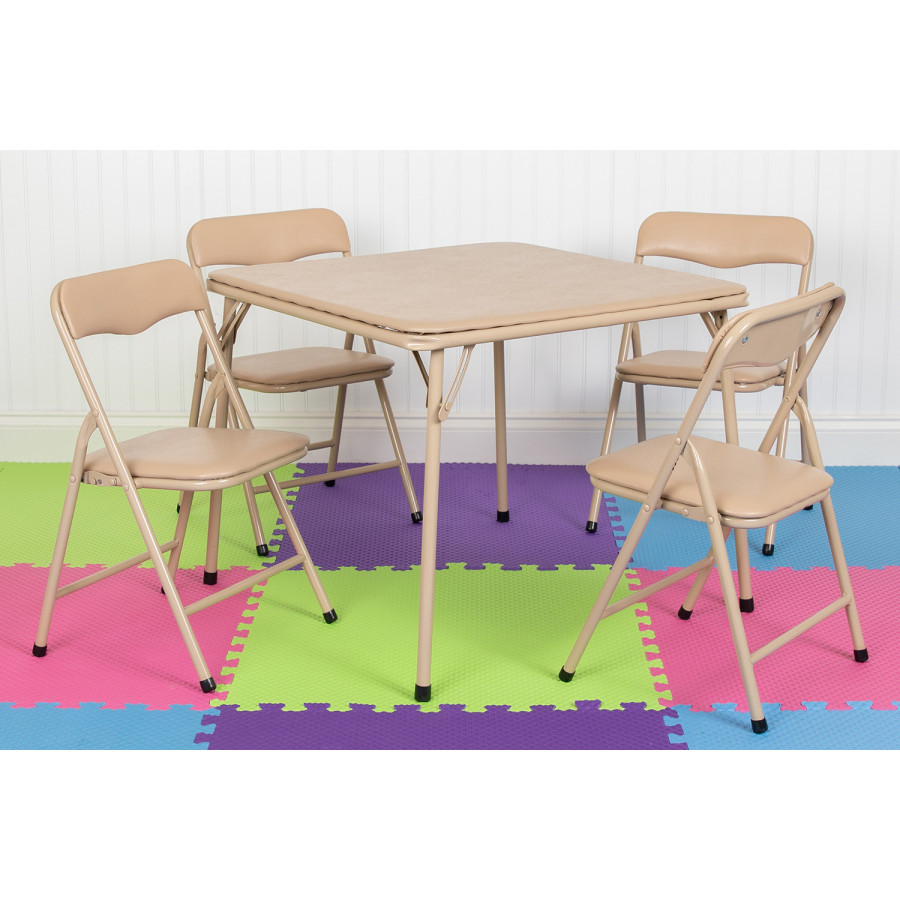 BLNK Mindy Kids Folding Table and Chair Set 5 Piece - Tan