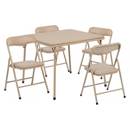 BLNK Mindy Kids Folding Table and Chair Set 5 Piece - Tan