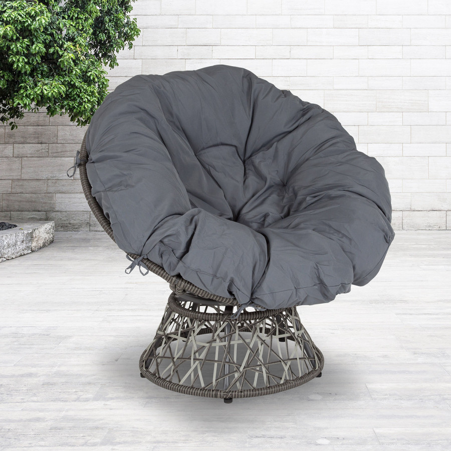 BLNK - Bowie Comfort Series Swivel Patio Chair with Dark Gray Cushion
