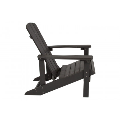 BLNK Charlestown Commercial All-Weather Poly Resin Wood Adirondack Chairs with Side Table 2 Pack - Black