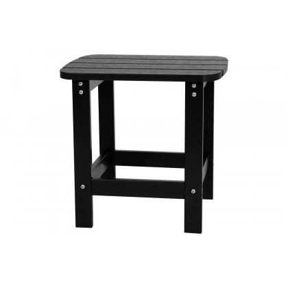 BLNK Charlestown Commercial All-Weather Poly Resin Wood Adirondack Chairs with Side Table 2 Pack - Black
