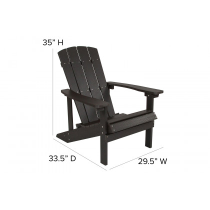 BLNK Charlestown Commercial All-Weather Poly Resin Wood Adirondack Chairs with Side Table 2 Pack - Black