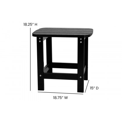 BLNK Charlestown Commercial All-Weather Poly Resin Wood Adirondack Chairs with Side Table 2 Pack - Black