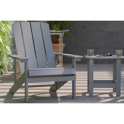 BLNK - Charlestown Commercial All-Weather Poly Resin Wood Adirondack Chairs with Side Table 2 Pack