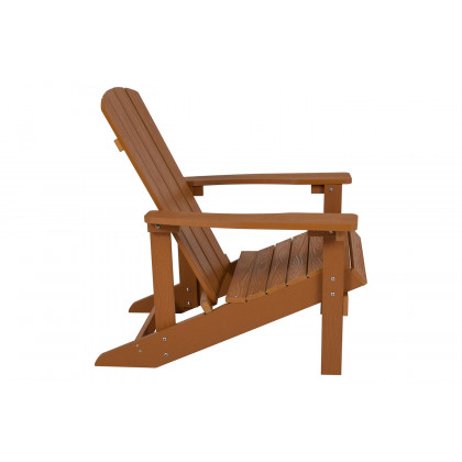 BLNK Charlestown Commercial All-Weather Poly Resin Wood Adirondack Chairs with Side Table 2 Pack - Teak