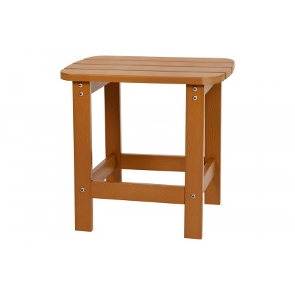BLNK Charlestown Commercial All-Weather Poly Resin Wood Adirondack Chairs with Side Table 2 Pack - Teak