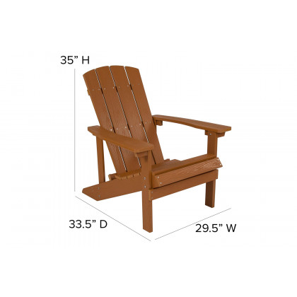 BLNK Charlestown Commercial All-Weather Poly Resin Wood Adirondack Chairs with Side Table 2 Pack - Teak