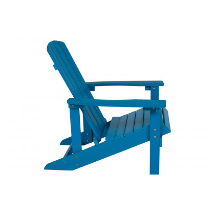 BLNK Charlestown Commercial Poly Resin Wood Adirondack Chair Set with Star and Moon Firepit with Mesh Cover 5 Piece - Blue