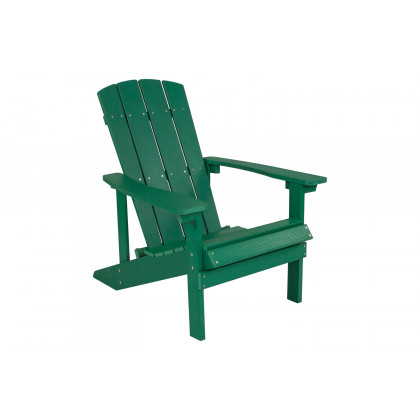 BLNK Charlestown Commercial Poly Resin Wood Adirondack Chair Set with Star and Moon Firepit with Mesh Cover 5 Piece - Green