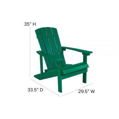 BLNK Charlestown Commercial Poly Resin Wood Adirondack Chair Set with Star and Moon Firepit with Mesh Cover 5 Piece - Green