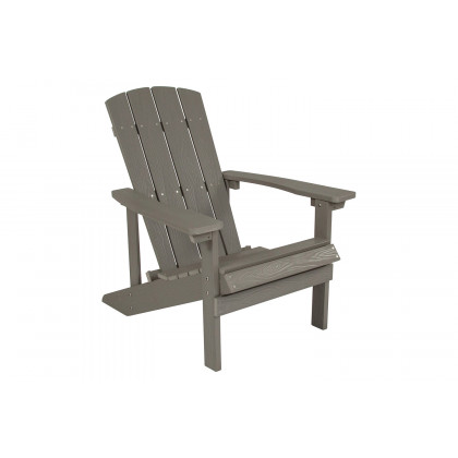 BLNK Charlestown Commercial Poly Resin Wood Adirondack Chair Set with Star and Moon Firepit with Mesh Cover 5 Piece - Gray