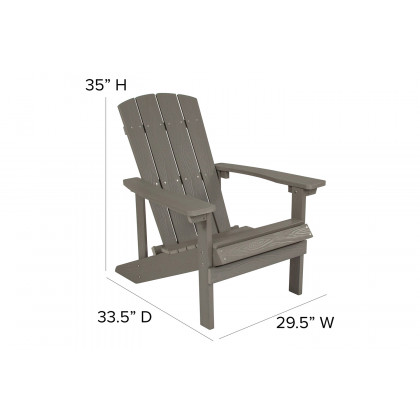 BLNK Charlestown Commercial Poly Resin Wood Adirondack Chair Set with Star and Moon Firepit with Mesh Cover 5 Piece - Gray
