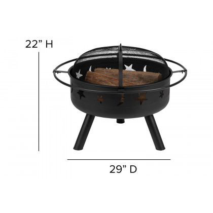 BLNK Charlestown Commercial Poly Resin Wood Adirondack Chair Set with Star and Moon Firepit with Mesh Cover 5 Piece - Gray