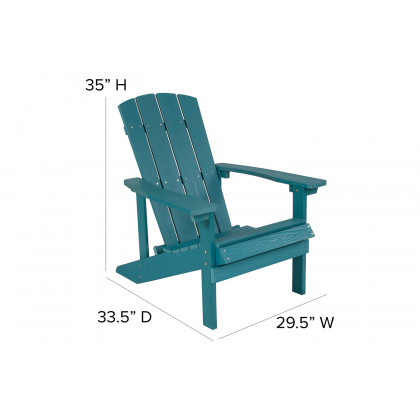 BLNK Charlestown Commercial Poly Resin Wood Adirondack Chair Set with Star and Moon Firepit with Mesh Cover 5 Piece - Sea Foam