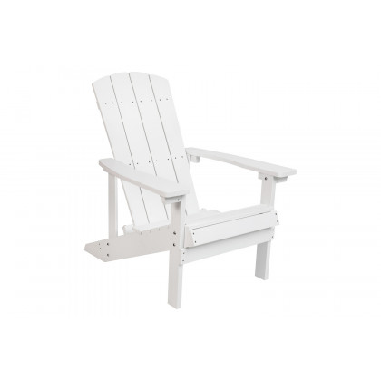BLNK Charlestown Commercial Poly Resin Wood Adirondack Chair Set with Star and Moon Firepit with Mesh Cover 5 Piece - White