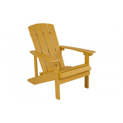 BLNK Charlestown Commercial Poly Resin Wood Adirondack Chair Set with Star and Moon Firepit with Mesh Cover 5 Piece - Yellow