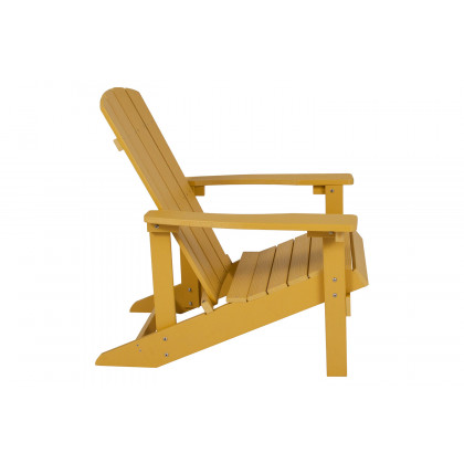 BLNK Charlestown Commercial Poly Resin Wood Adirondack Chair Set with Star and Moon Firepit with Mesh Cover 5 Piece - Yellow