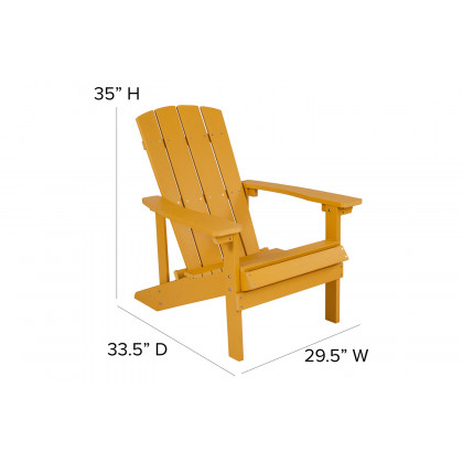 BLNK Charlestown Commercial Poly Resin Wood Adirondack Chair Set with Star and Moon Firepit with Mesh Cover 5 Piece - Yellow